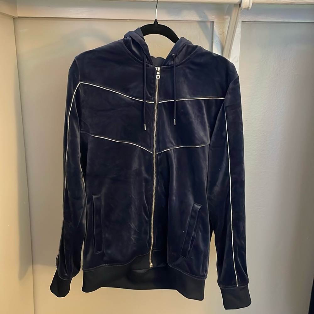 Navy Blue Tracksuit with Silver Accents!
